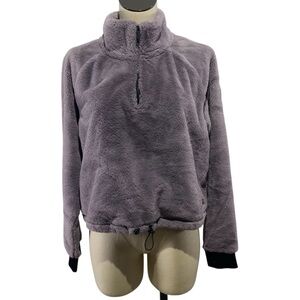 CALVIN KLEIN PERFORMANCE Women's 1/4 Zip Pullover Jacket Coat Faux Fur L